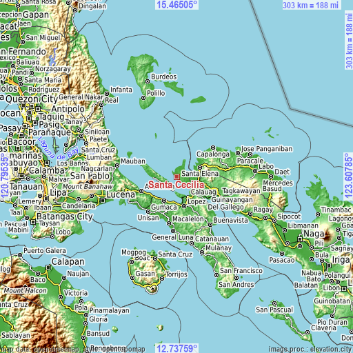 Topographic map of Santa Cecilia