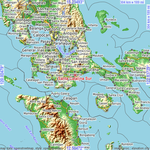 Topographic map of Santa Catalina Sur