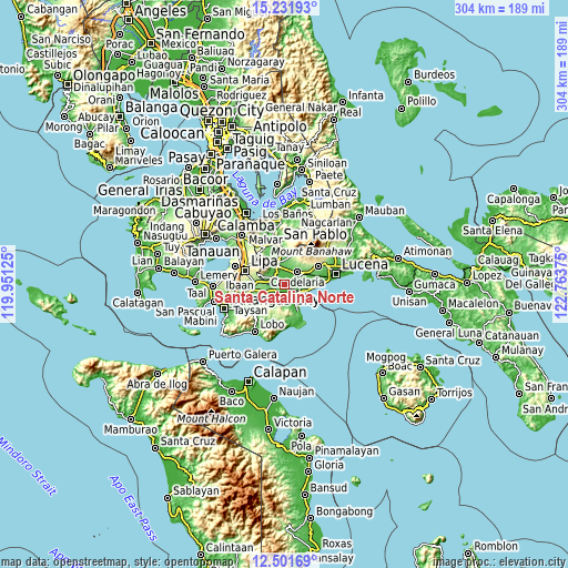 Topographic map of Santa Catalina Norte