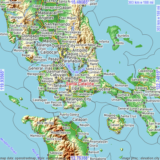 Topographic map of Santa Catalina