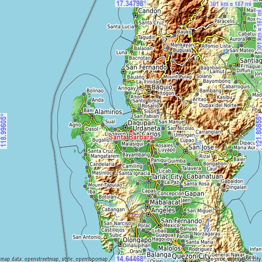 Topographic map of Santa Barbara