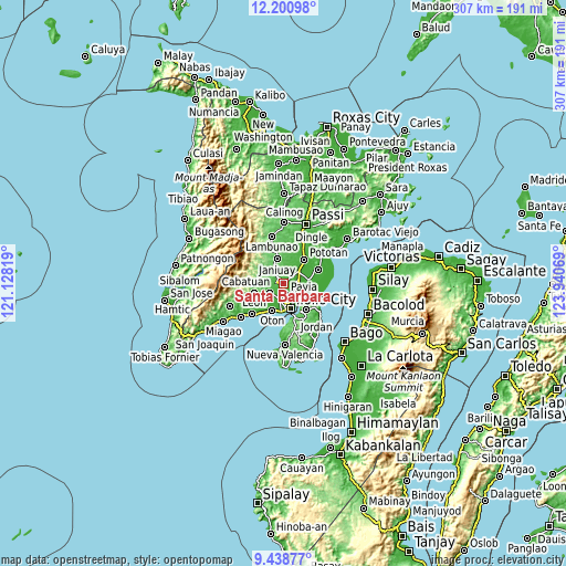 Topographic map of Santa Barbara