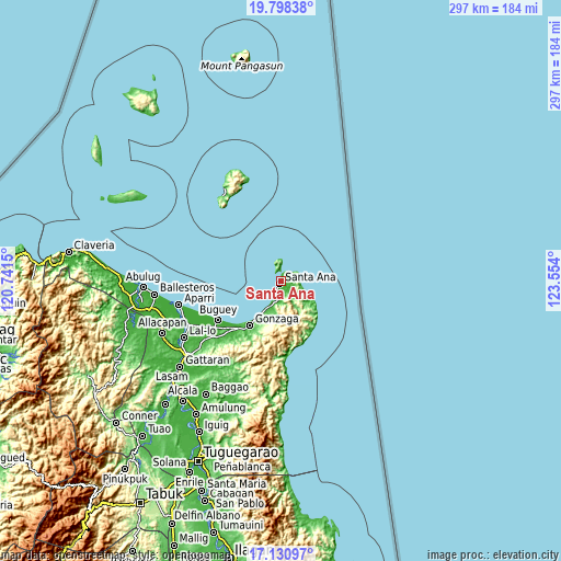 Topographic map of Santa Ana