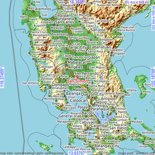 Topographic map of San Simon
