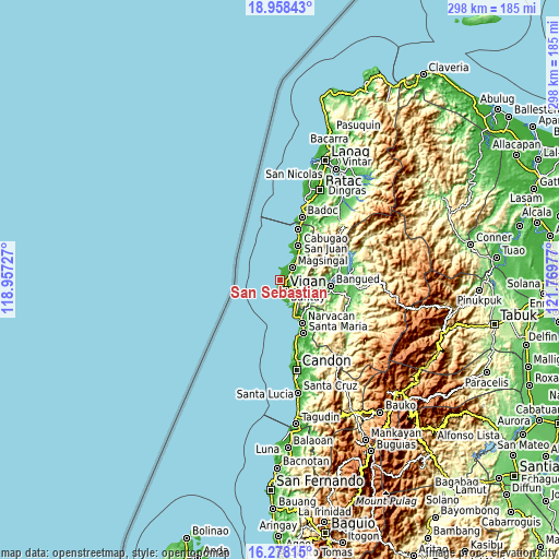 Topographic map of San Sebastian