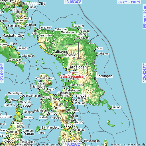 Topographic map of San Sebastian