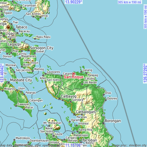 Topographic map of San Roque