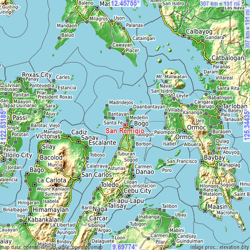 Topographic map of San Remigio