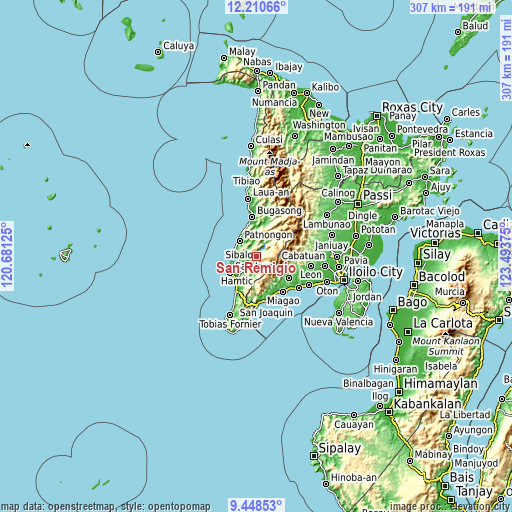 Topographic map of San Remigio