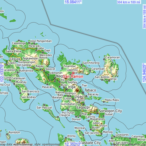 Topographic map of San Ramon