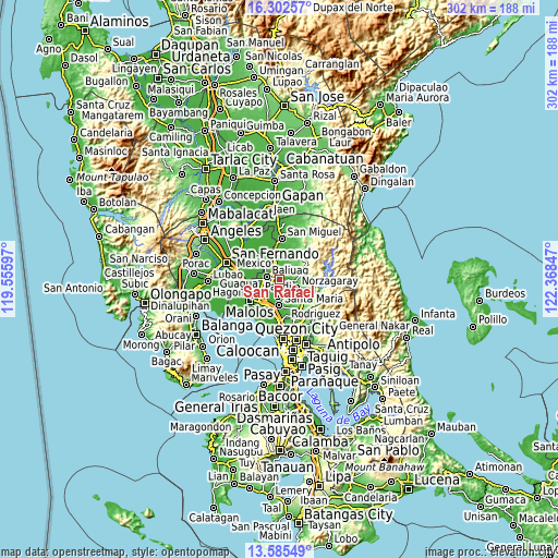 Topographic map of San Rafael