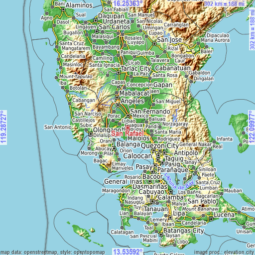 Topographic map of San Rafael