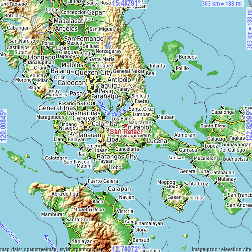 Topographic map of San Rafael