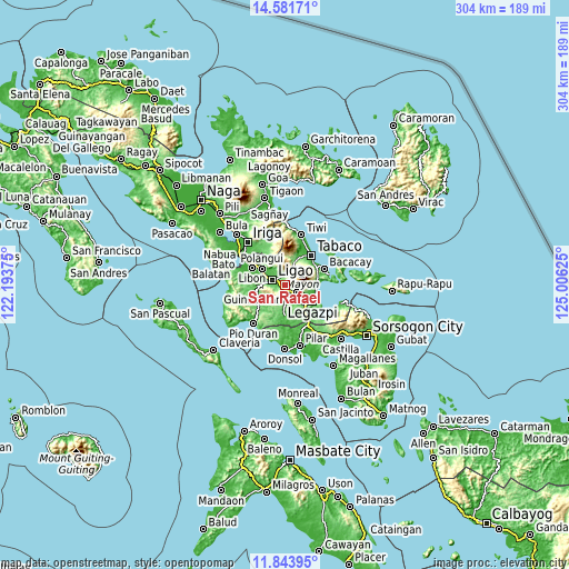 Topographic map of San Rafael