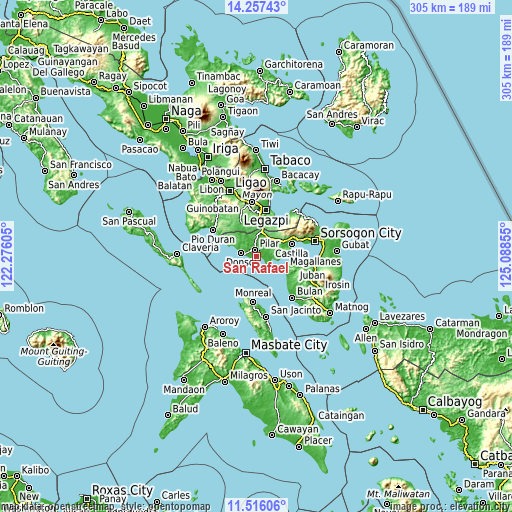 Topographic map of San Rafael