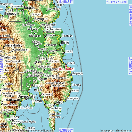 Topographic map of San Rafael