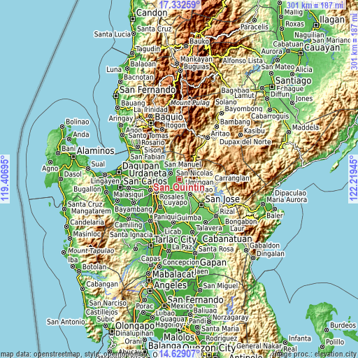 Topographic map of San Quintin