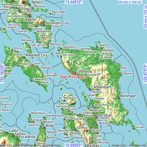 Topographic map of San Policarpio