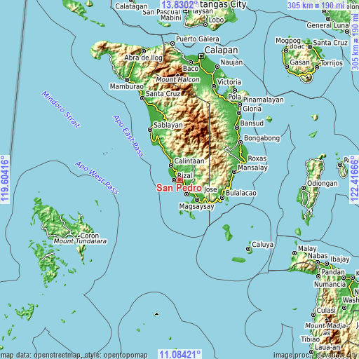 Topographic map of San Pedro