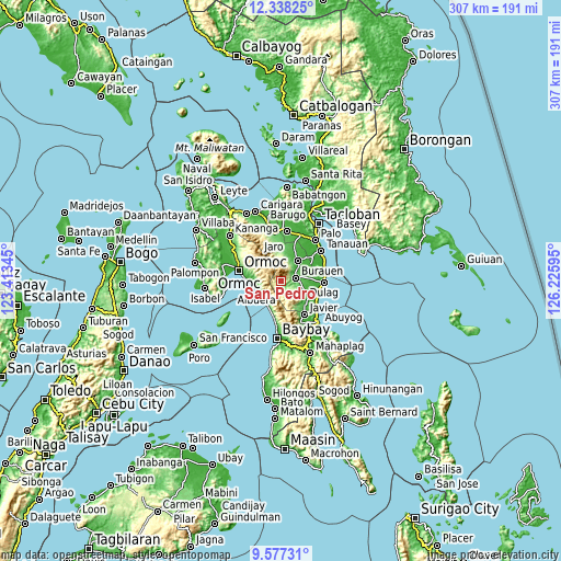 Topographic map of San Pedro