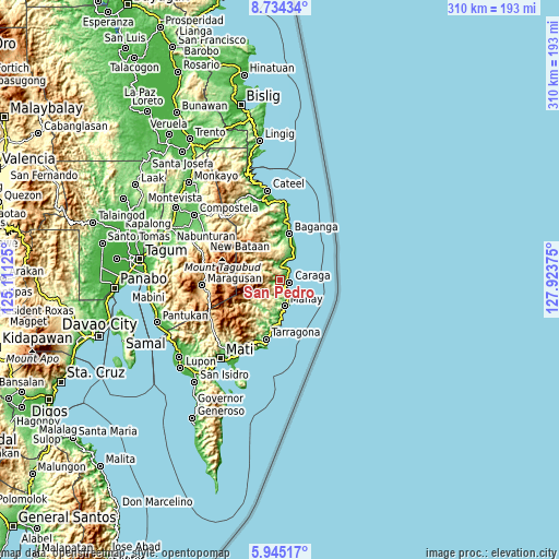 Topographic map of San Pedro