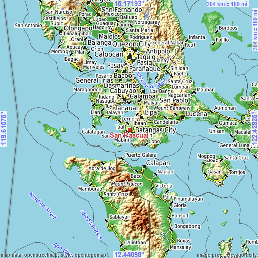 Topographic map of San Pascual