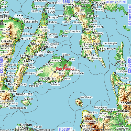 Topographic map of San Pascual