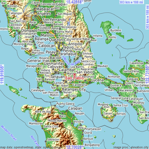 Topographic map of San Pablo