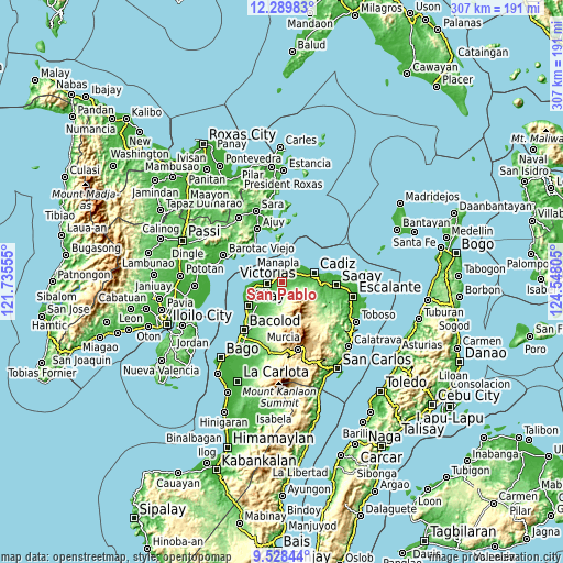 Topographic map of San Pablo