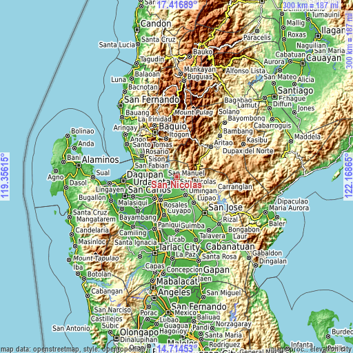 Topographic map of San Nicolas