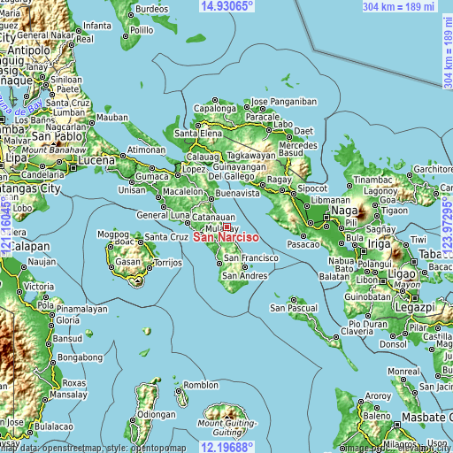 Topographic map of San Narciso