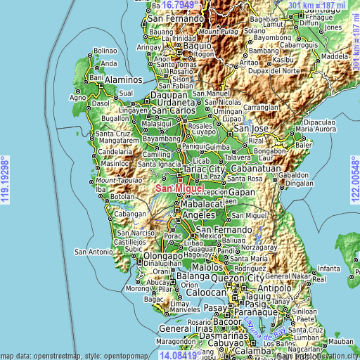 Topographic map of San Miguel