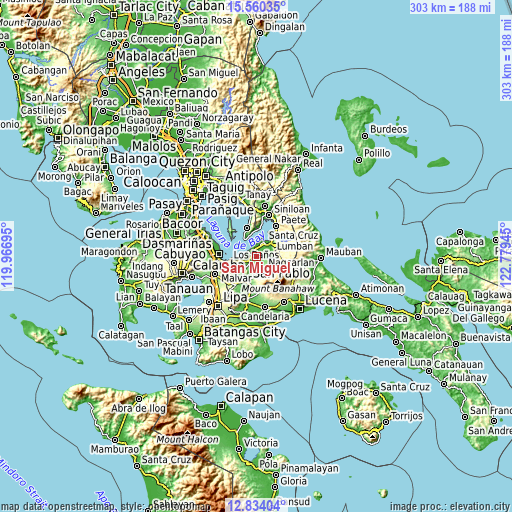 Topographic map of San Miguel