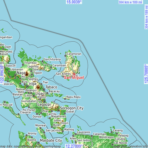 Topographic map of San Miguel
