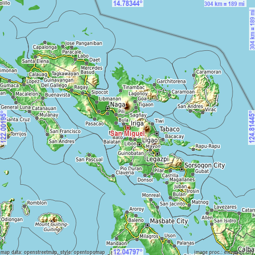 Topographic map of San Miguel