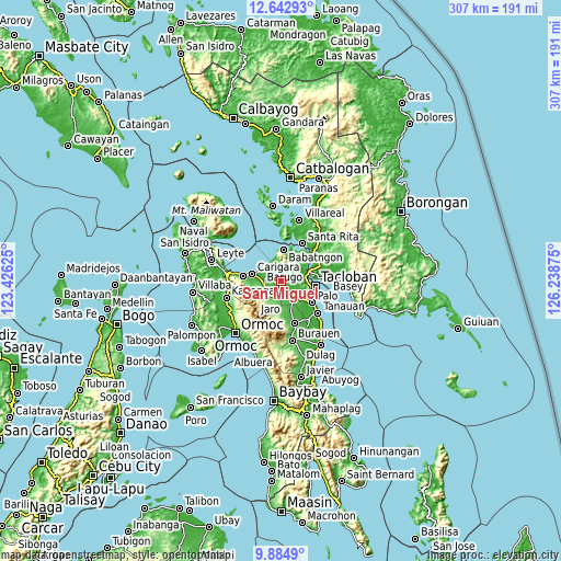 Topographic map of San Miguel