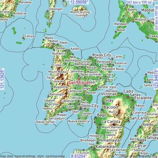 Topographic map of San Miguel