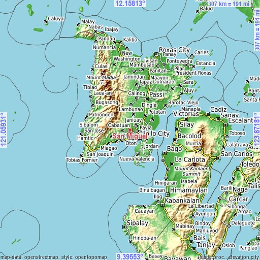 Topographic map of San Miguel