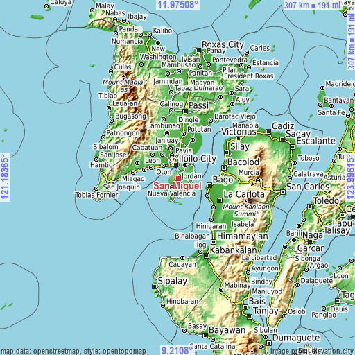 Topographic map of San Miguel