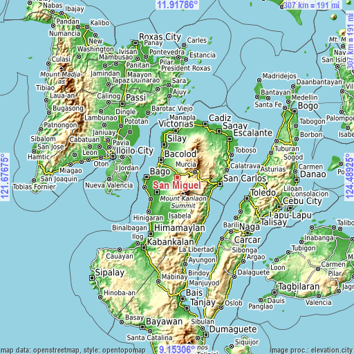 Topographic map of San Miguel