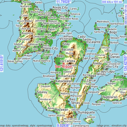 Topographic map of San Miguel