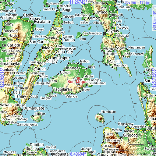 Topographic map of San Miguel