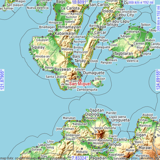 Topographic map of San Miguel