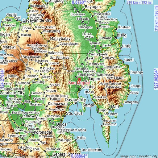 Topographic map of San Miguel