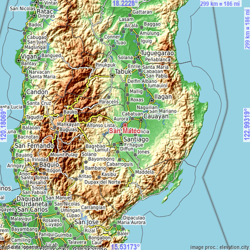 Topographic map of San Mateo