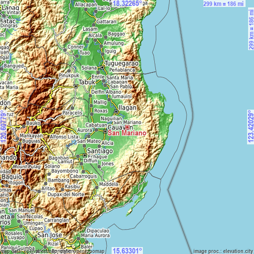 Topographic map of San Mariano