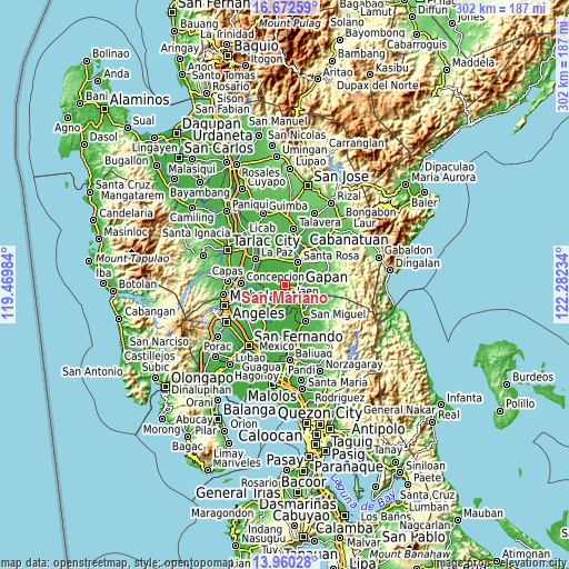 Topographic map of San Mariano