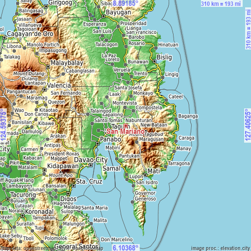 Topographic map of San Mariano