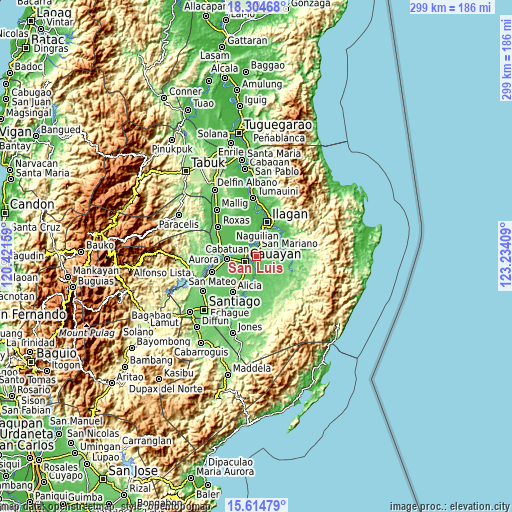 Topographic map of San Luis