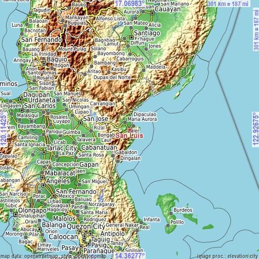 Topographic map of San Luis